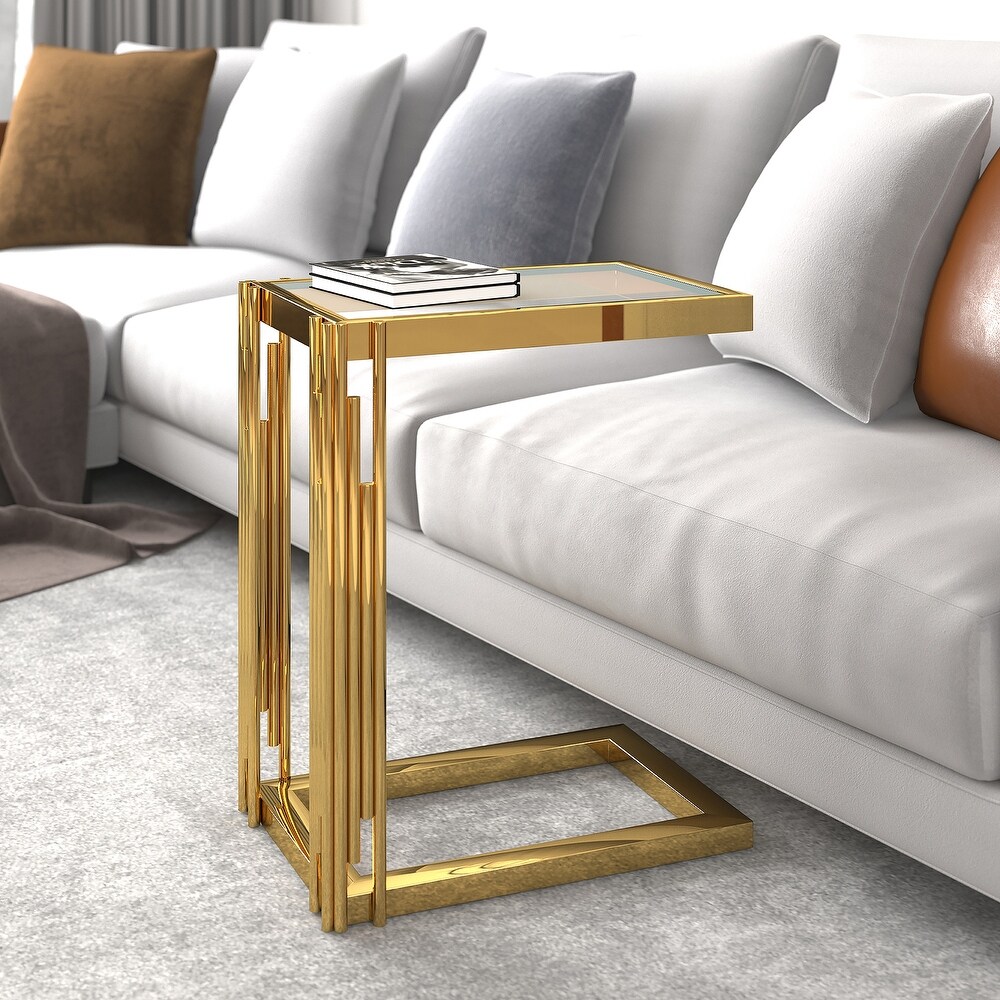 Contemporary Metal and Glass Small Accent Table