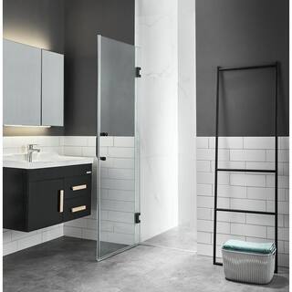 ANZZI Passion 30 in. W x 72 in. H Pivot Frameless Shower DoorEnclosure in Matte Black with Tsunami Guard Clear Glass SD-AZ8075-02MB