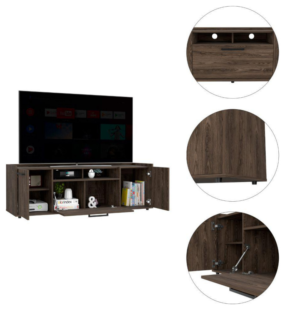 DEPOT E SHOP Hollywood Tv Stand   Back Holes  Two Door Cabinets  One...   Contemporary   Entertainment Centers And Tv Stands   by BisonOffice  Houzz