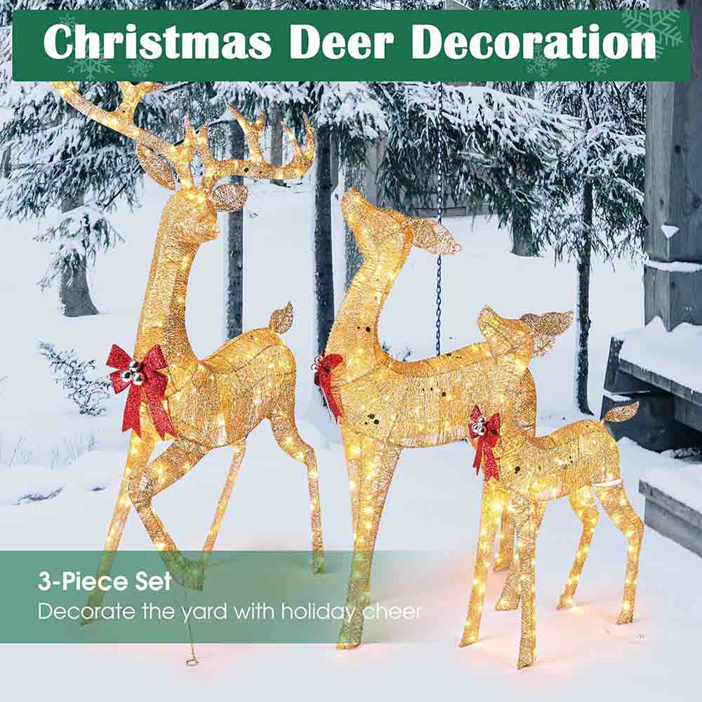 Yescom Outdoor Lighted Christmas Reindeer Family 3pcs