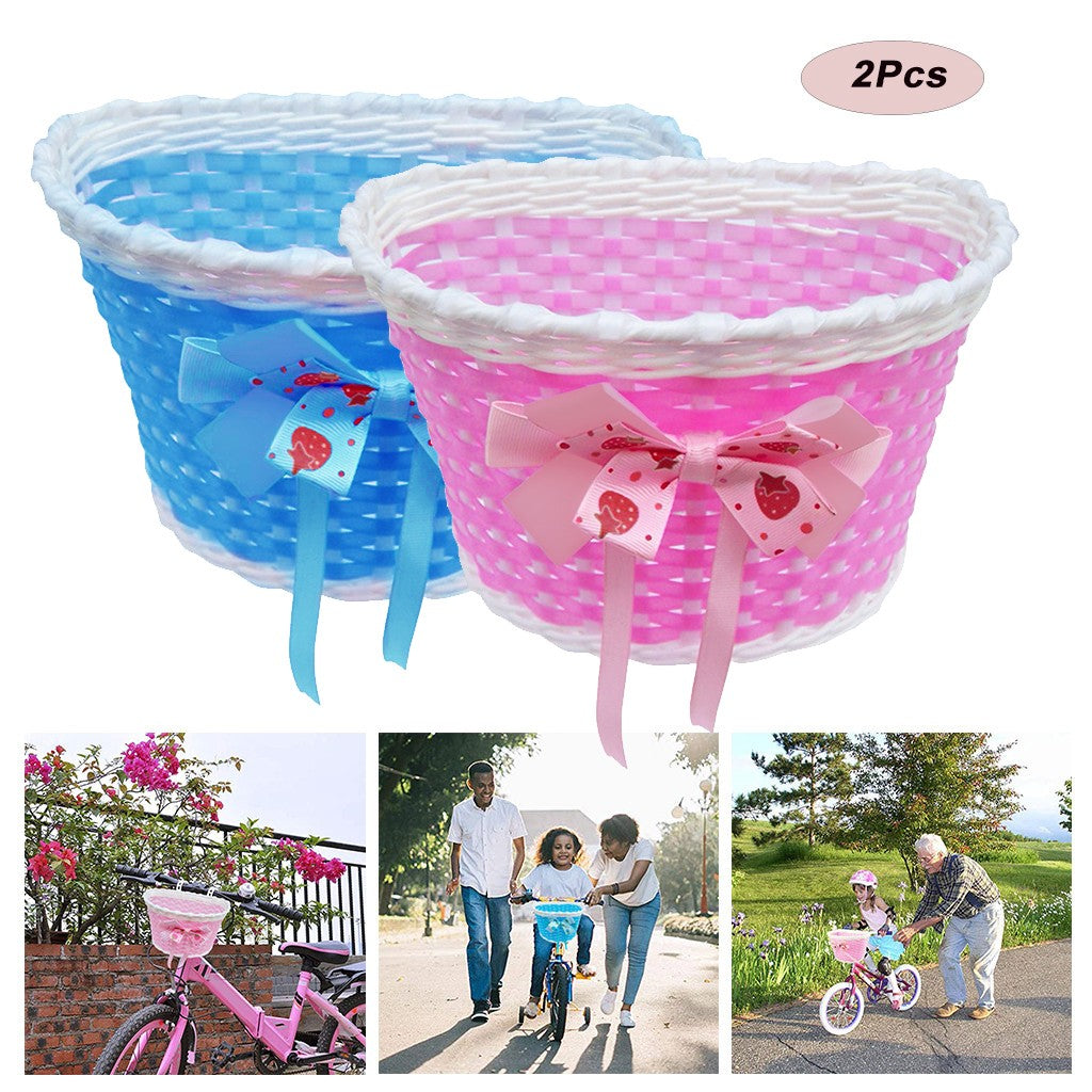 Bzoosio 2Pcs Kids Boys Girls Front Bowknot Basket Children Bicycle Shopping Stabilizers