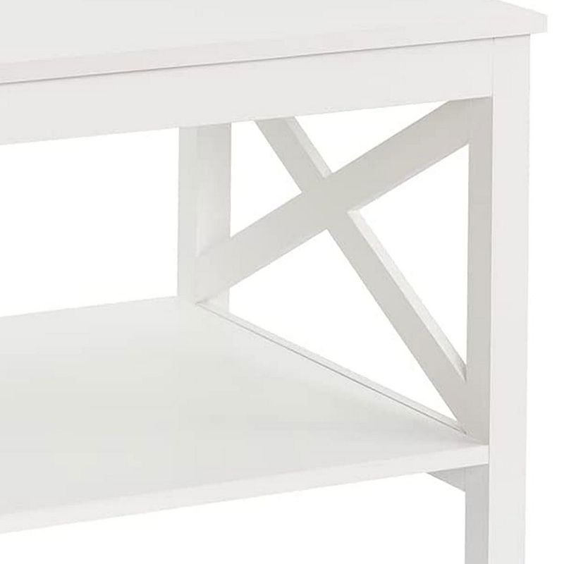 ClosetMaid X Frame Living Room Accent Coffee Table with Shelf Storage， White