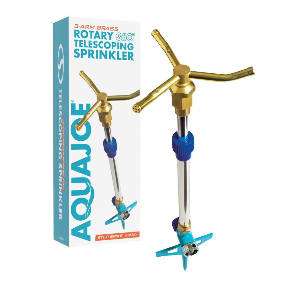 AQUA JOE 360-Degree 3-Arm Brass Rotary Telescoping Sprinkler AJ-ISTAS