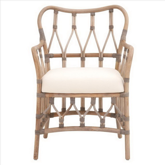 Benjara BM239932 Lattice Design Wooden Arm Chair w...