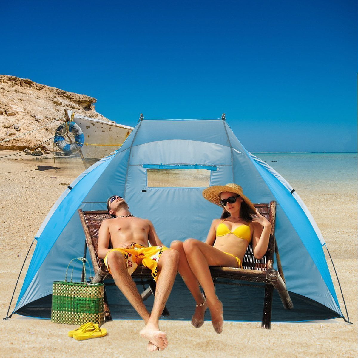 iCorer Outdoor Portable EasyUp Beach Cabana Tent Sun Shelter Sunshade， Blue