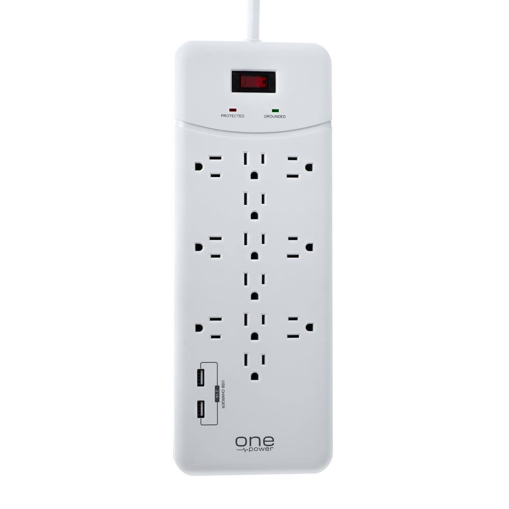 ProMounts 12 Outlet and 2 USB Surge Protector Power Strip with Flat Plug and 6 Ft. Cable ETL Certified PSS122