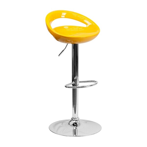 Contemporary Plastic Adjustable Height Bar Stool With Chrome Base