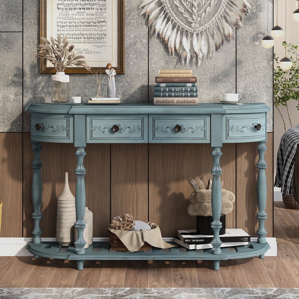 Console Table with 4 Drawers and 1 Shelf