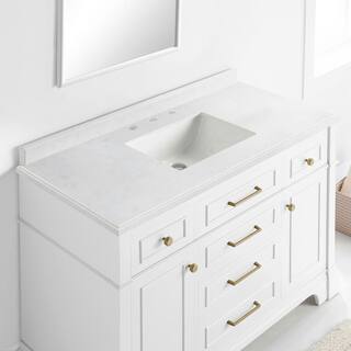 Home Decorators Collection Melpark 48 in. W x 22.1 in. D x 34.5 in. H Freestanding Bath Vanity in White with White Cultured Marble Top Melpark 48W