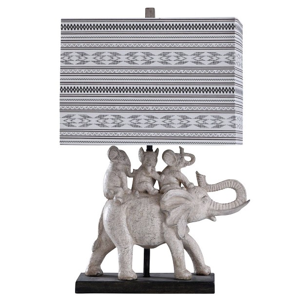 Dapple Family Of Elephants Table Lamp With Rectangle Shade Gray brown Stylecraft