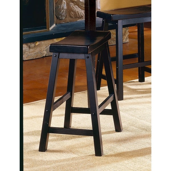 24-inch Solid Wood Counter Height Backless Stools Set of 2 in Black Finish