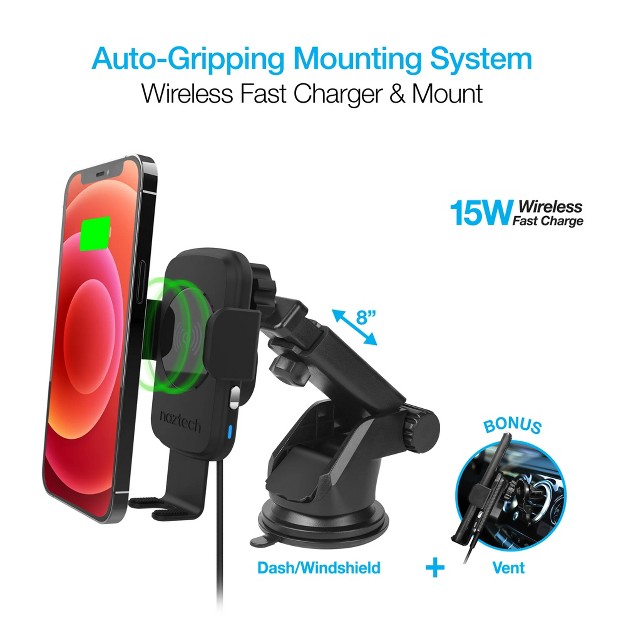 Naztech Smart Grip Wireless Charging Car Mount Black