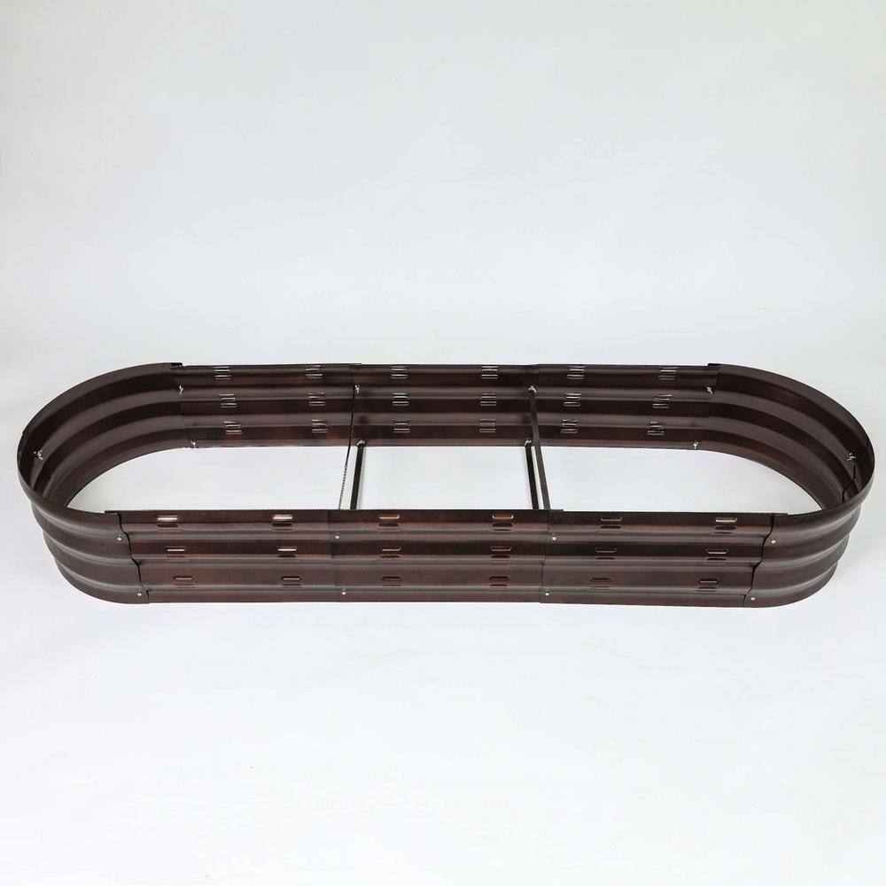 LuxenHome 5.6 ft. Oval Brown Metal Garden Bed WHPL431