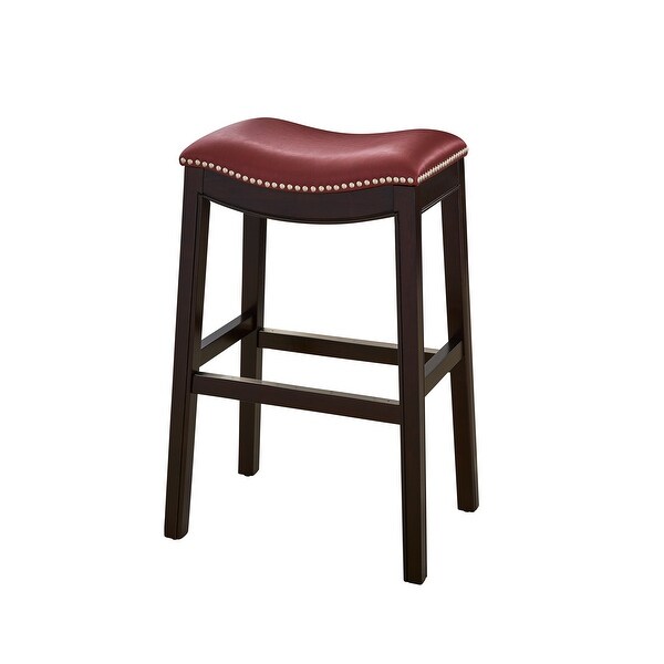 New Ridge Home Goods Julian Barstool With Red Faux Leather Seat