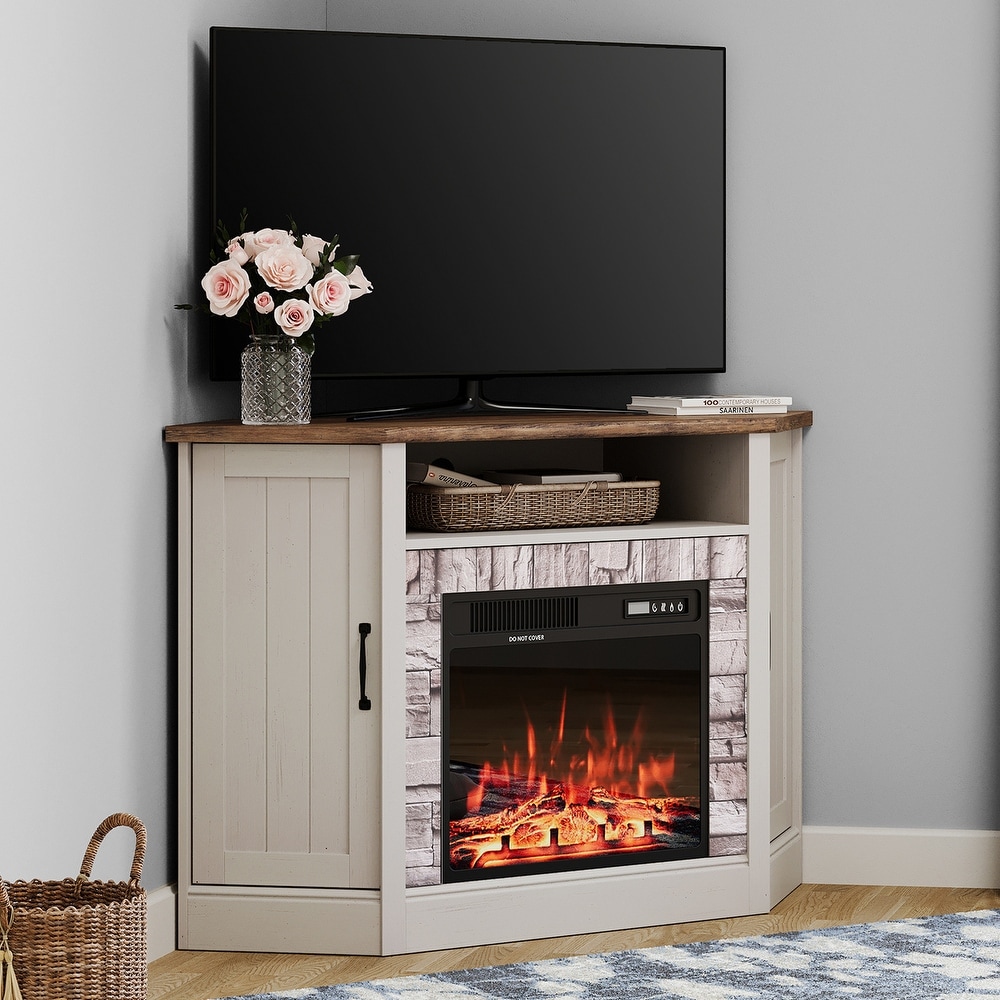 Fireplace Corner TV Stand for 55 Inch TV Entertainment Center 47\