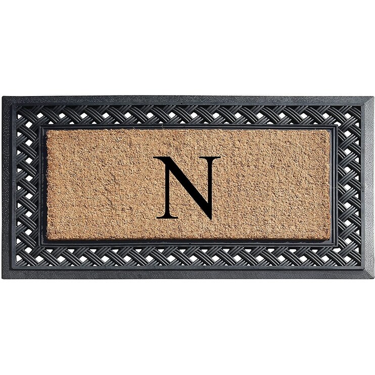 A1HC Paisley Border Rubber and Coir Large Heavy Duty Outdoor Monogrammed Doormat  23\