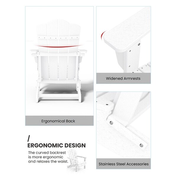 Classic Plastic Folding Outdoor Adirondack Chair Set Of 2