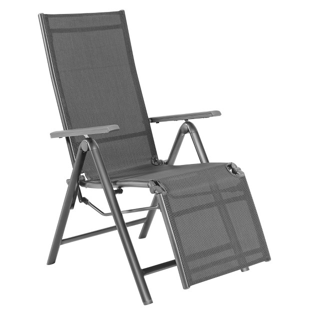 Costway Outdoor Foldable Reclining Chair Aluminum Frame 7 position Adjustable