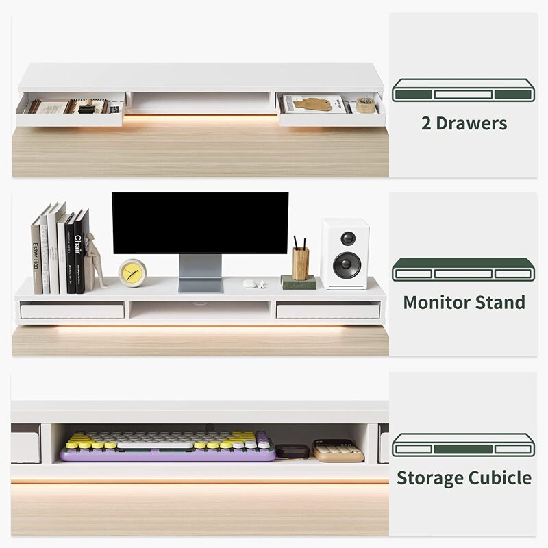 FEZIBO/Home Office Fuirniture/Wood/Standing Desk With 2 Drawers Storage /Desks