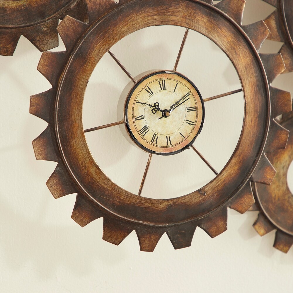 Brown Metal Gear Wall Clock