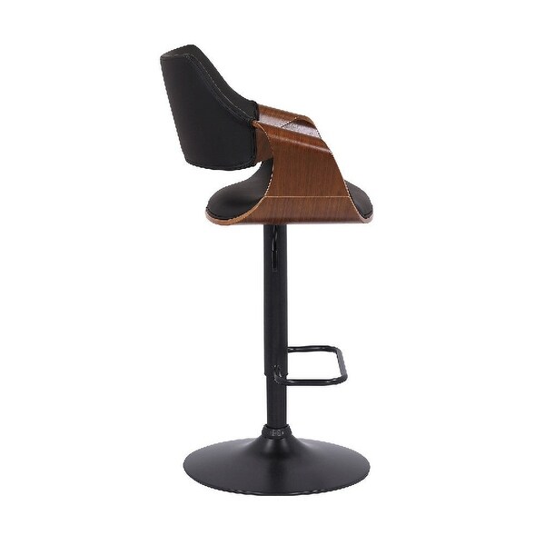 Adjustable Barstool with Faux Leather and Wooden Support