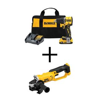 DW ATOMIC 20-Volt Lithium-Ion Cordless Compact 12 in. DrillDriver and 4.5 in. - 5 in. Grinder with 2Ah Battery  Charger DCD794D1WCG412B