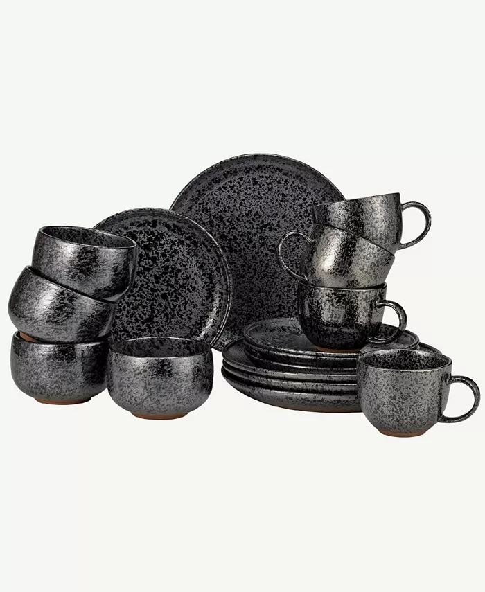 Over and Back Noir 16 Piece Dinnerware Set