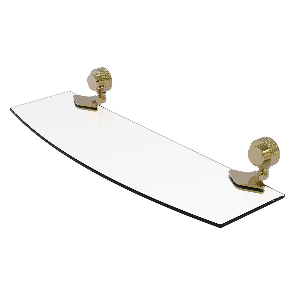 ied Brass Venus Collection 18 Inch Glass Shelf with Grooved Accents