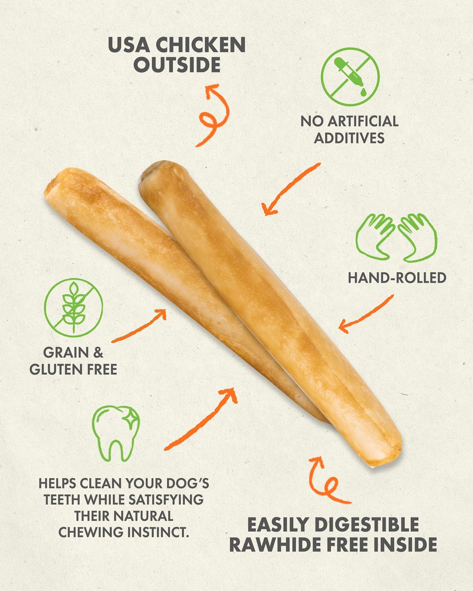 Canine Naturals Hide Free Chicken Recipe X-Large Roll Dog Chew Treat， 2 count