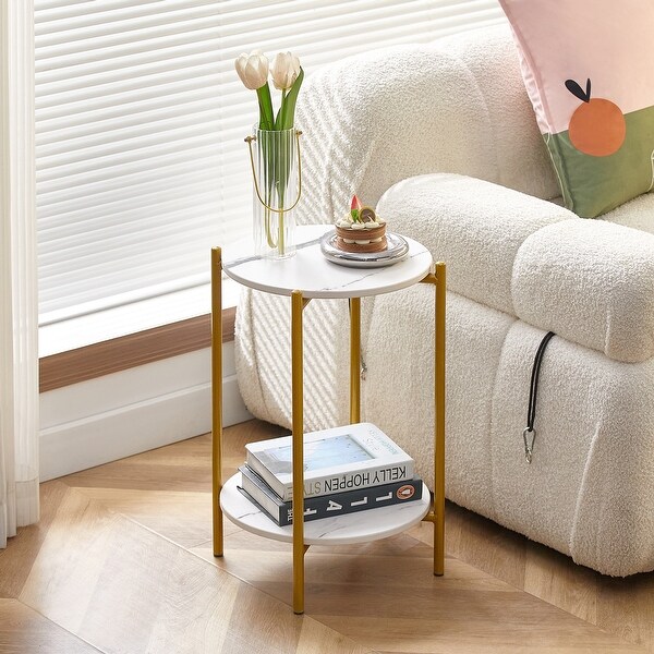 End Table with Whole Faux Marble Tabletop