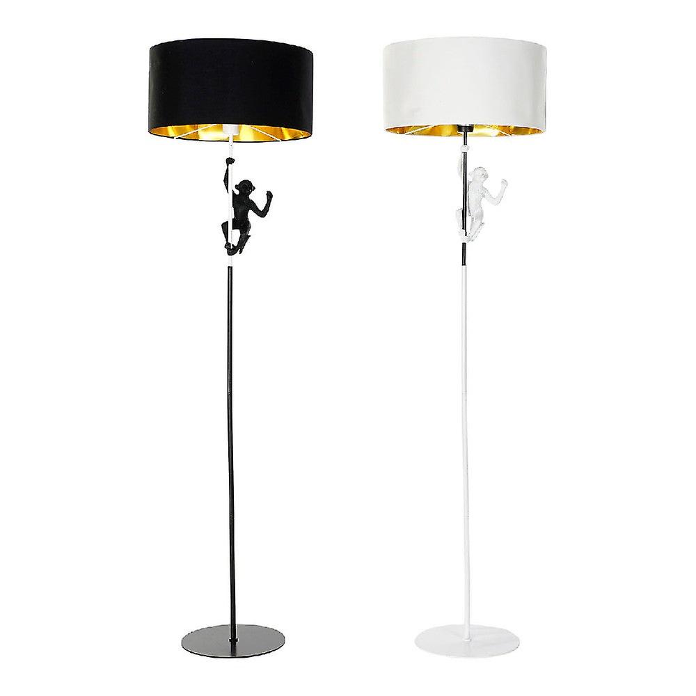 Floor lamp dkd home decor white black polyester metal resin golden monkey (2 pcs) (44 x 44 x 166 cm)