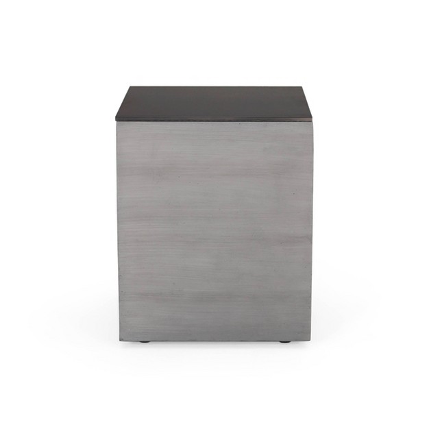 Langton Outdoor Light Weight Concrete amp Ceramic Square Tank Holder Side Table Dark Gray black Christopher Knight Home