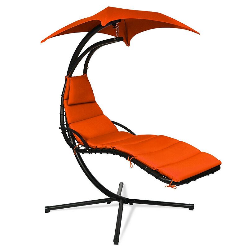 Hanging Stand Chaise Lounger Swing Chair with Pillow