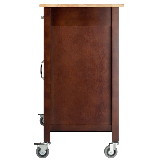 Winsome Wood 94843 Brown Wood Base with Wood Top Rolling Kitchen Cart (18.9-in x 42.72-in x 35.43-in)