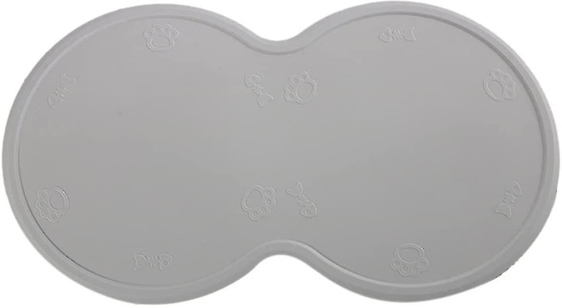 Cat And Dog Bowl Table Set， Pet Food Proof Mat， Waterproof Dog Food Tray Mat， Silicone Double Bowl