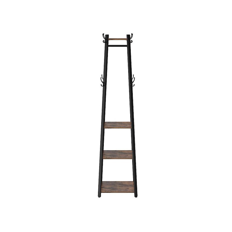 Industrial Coat Rack， Coat Stand With 3 Shelves， Hall Trees Free Standing