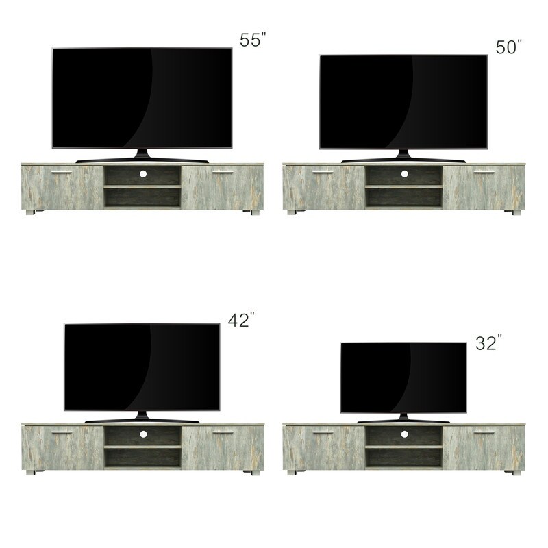 TV Stand Media Console Entertainment Center Television Table  2 Storage Cabinet with Open Shelves