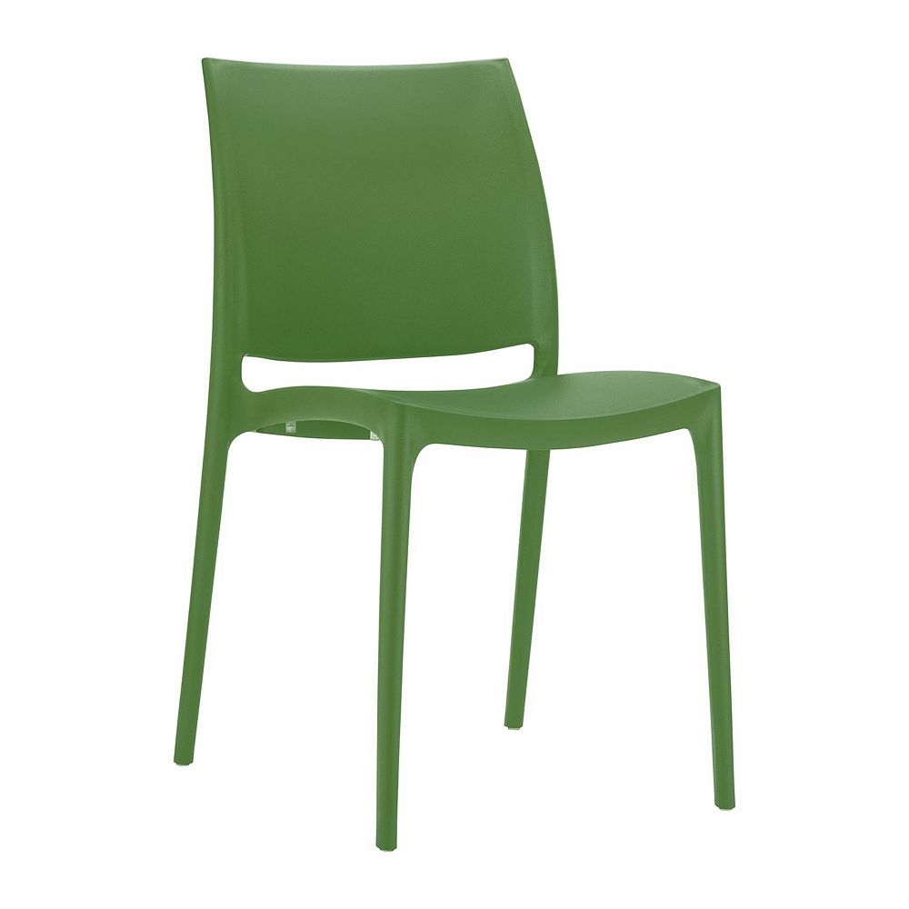 32 Olive Green Resin Solid Weather Resistant Outdoor Dining Chair