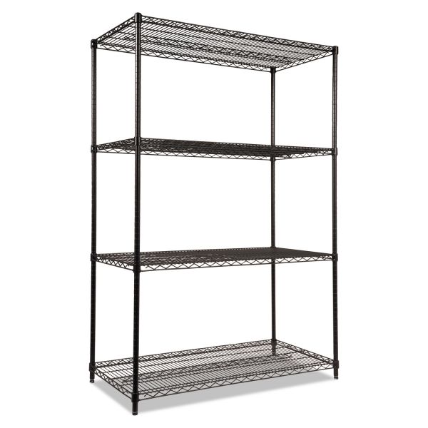 Alera NSF Certified Industrial Four-Shelf Wire Shelving Kit， 48w x 24d x 72h， Black