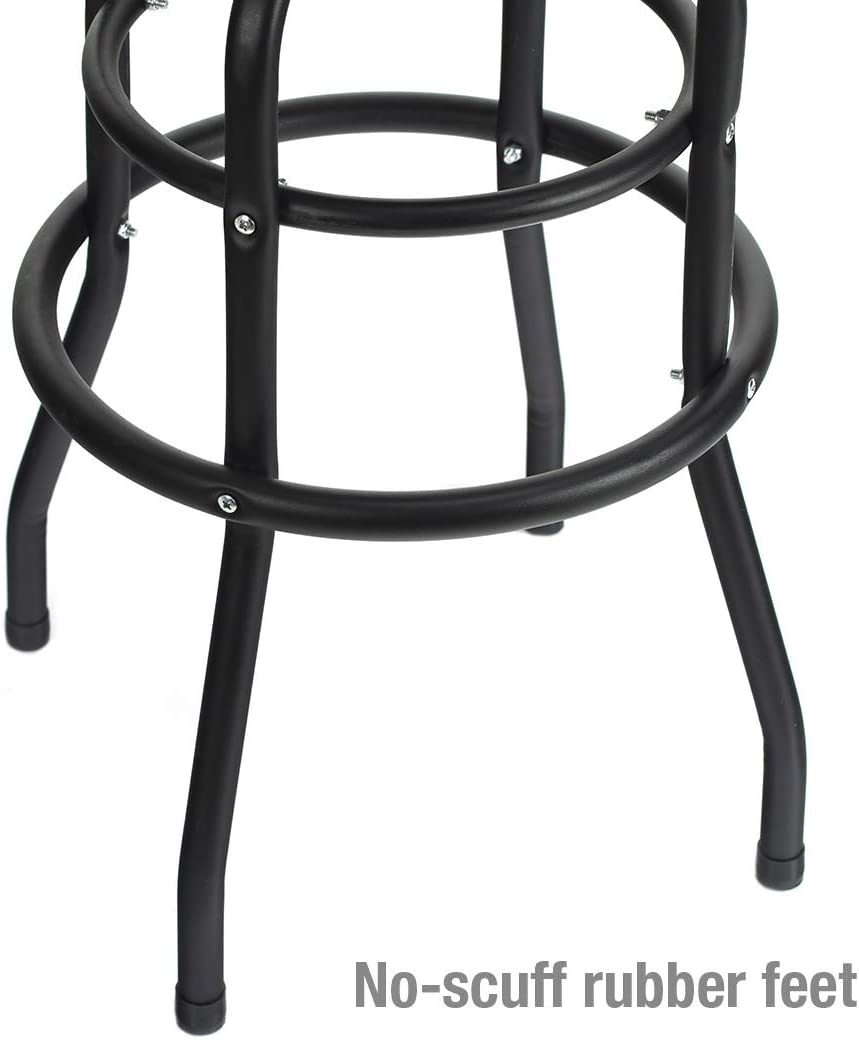 WORKPRO Shop Stool Bar Stool with Padded Swivel Shop Seat， Black， W112012A