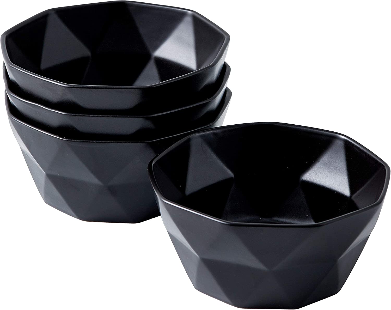 Bruntmor | Soup Bowls Set Of 4 Geometric 30 Ounce Soup Bowls - Elegant Stackable