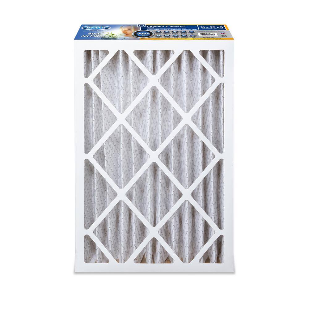 BestAir 16 in. W x 25 in. H x 5 in. D Air Cleaner Filter FPR 10 with Carrier and Bryant CB1625-13R