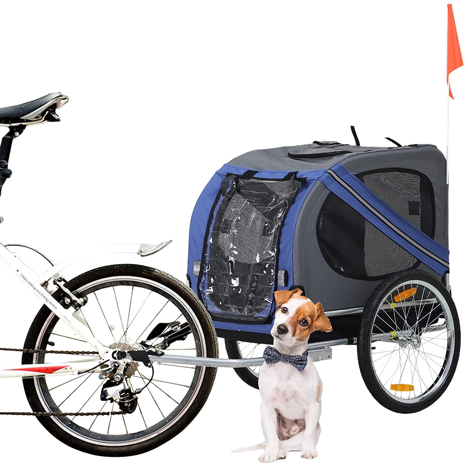 Bike Trailer Cargo Cart for Dogs and Pets with 3 Entrances Large Wheels for Off Road   Mesh Screen