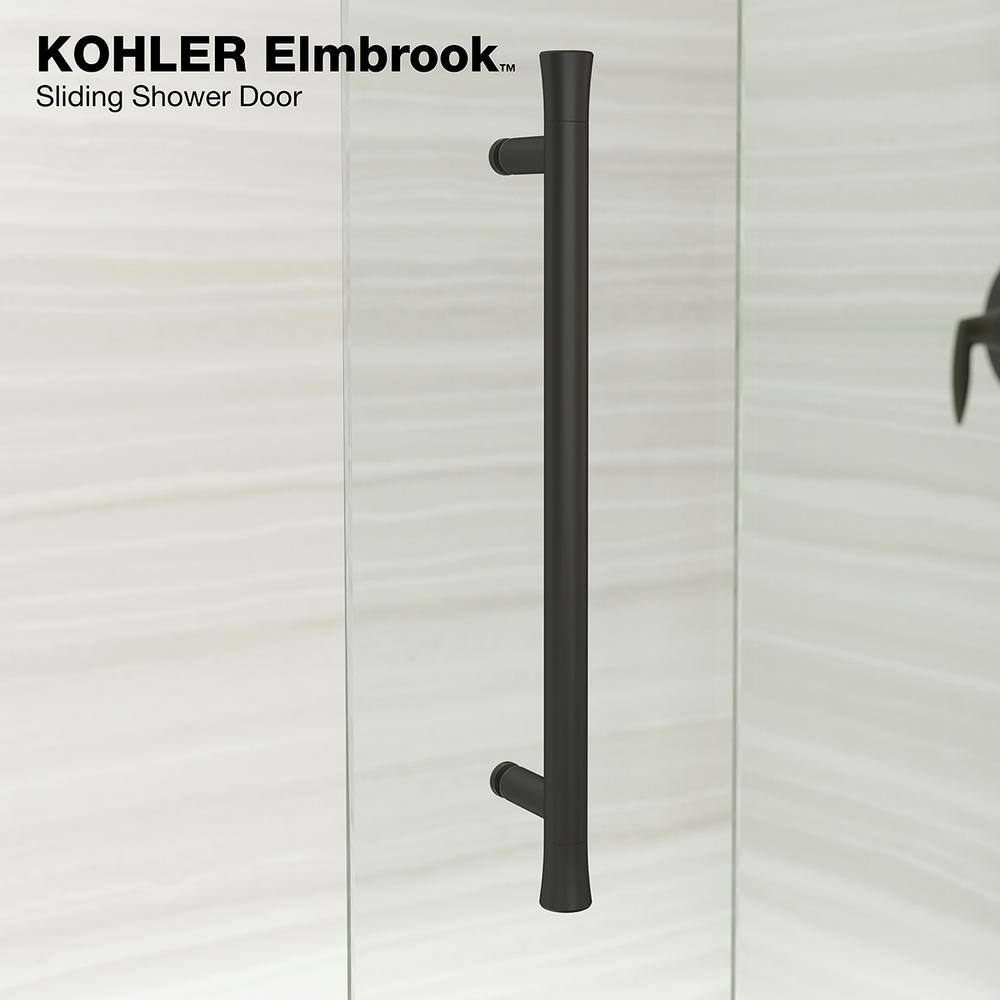 KOHLER Elmbrook 59.625 in. x 61.5625 in. Frameless Sliding Bathtub Door in Matte Black K-706853-8L-BL