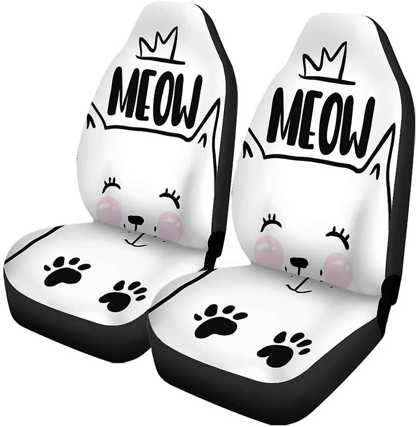 Set Of 2 Car Seat Covers Meow Cartoon Black Cat Universal Auto Front Seats Protector Fits For Car，suv Sedan，truck D---46562