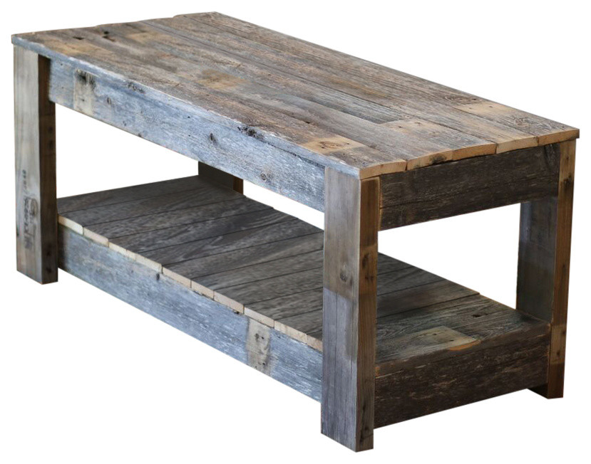 Natural Farmhouse Coffee Table With Shelf   Rustic   Coffee Tables   by Doug and Cristy Designs  Houzz