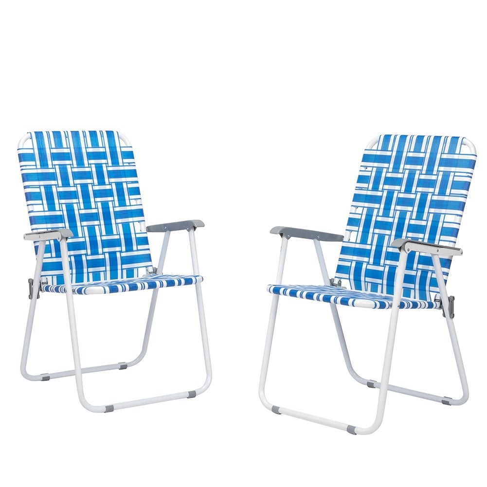 2pcs Foldable Portable Beach Chair Camping Chairs - Overstock - 36369406