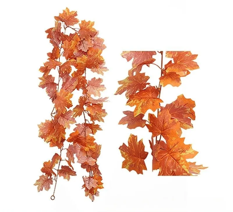 Factory Supply Artificial Silk Fabric  Maple  Leaves  Fall  Maple  Hanging Vine For Party Thanksgiving