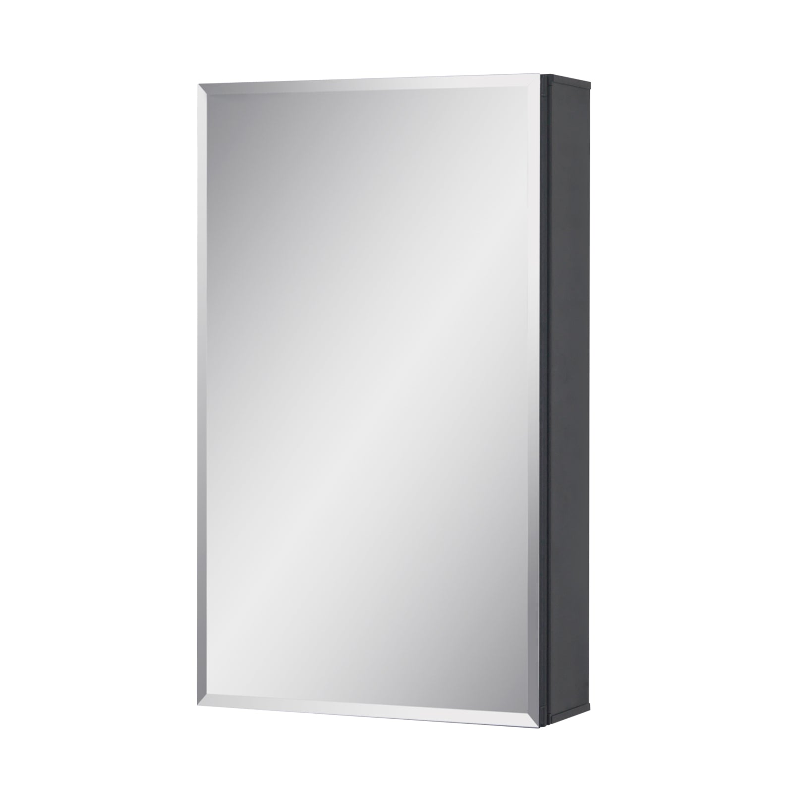 Medicine Cabinet 14 x 24 inch Recessed or Surface Mount, Black Aluminum Bathroom Wall Cabinet with Mirror and Adjustable Shelves.