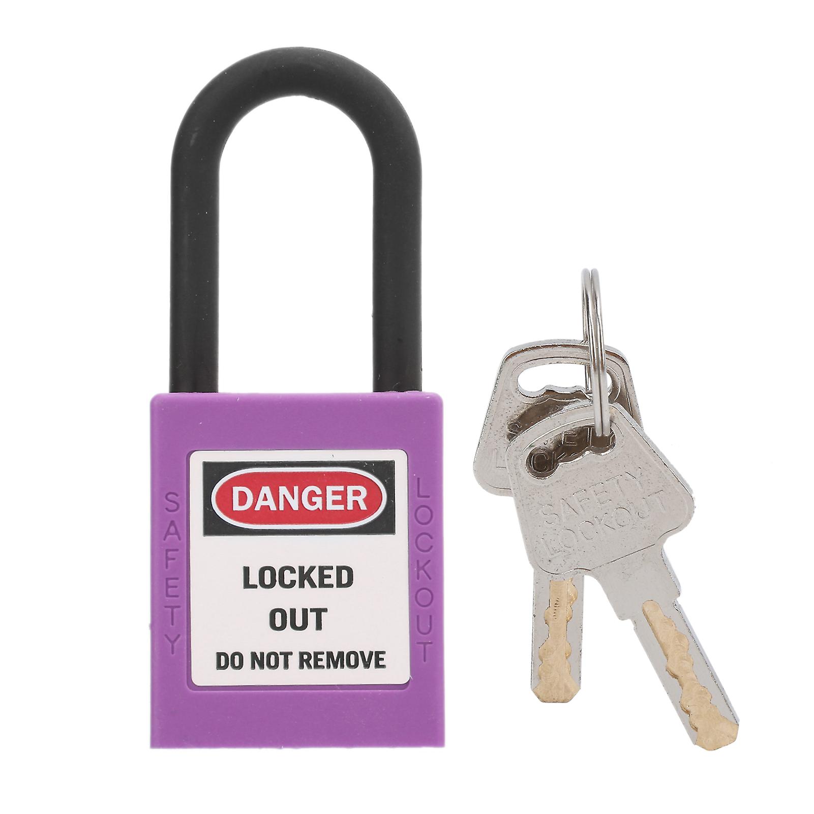 38mm/1.5in Safety Padlock Engineering Insulation Dustproof With 2 Keys For Factories Construction Sites Hospitalspurple